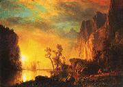 Albert Bierstadt Sunset in the  Rockies oil painting on canvas
